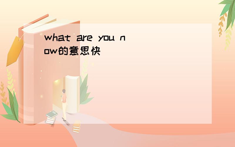 what are you now的意思快