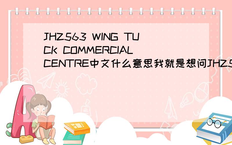 JHZ563 WING TUCK COMMERCIAL CENTRE中文什么意思我就是想问JHZ563是什么？