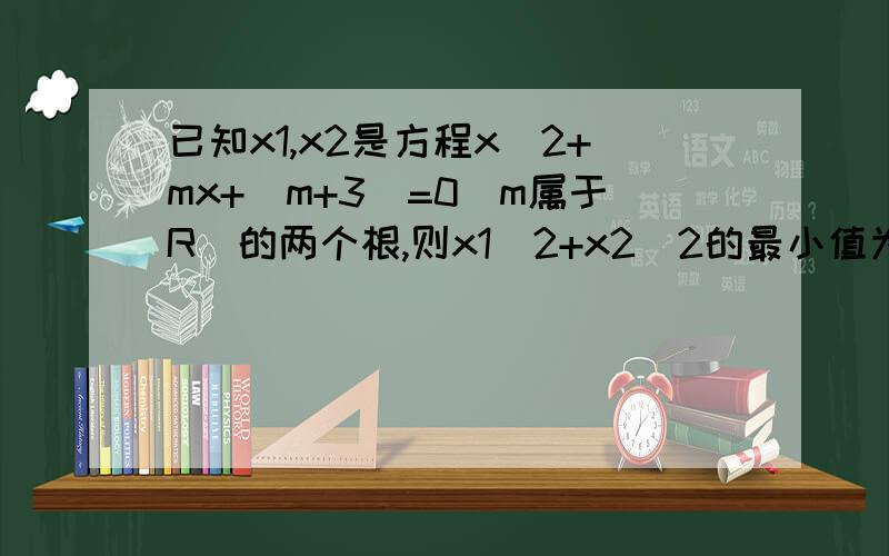 已知x1,x2是方程x^2+mx+(m+3)=0(m属于R）的两个根,则x1^2+x2^2的最小值为多少?