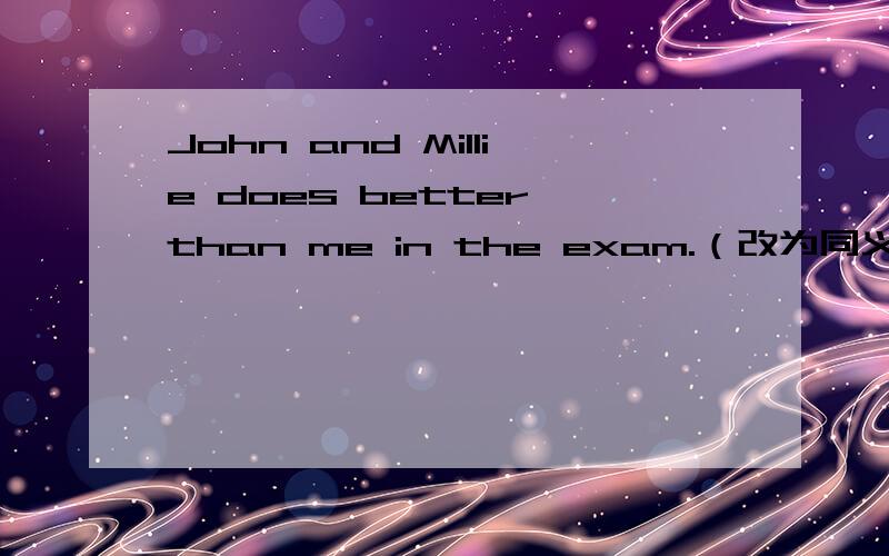 John and Millie does better than me in the exam.（改为同义句）I do_____ _____ _______the three.I really dont't know which answer I should choose.(改为同义句）I really dont't know _____ _____ _______ _______.The old man can hardly dress h